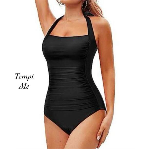 Tempt Me Black Padded Push Up Tummy Control Full Coverage Swimsuit NEW Size XXL - Picture 1 of 11